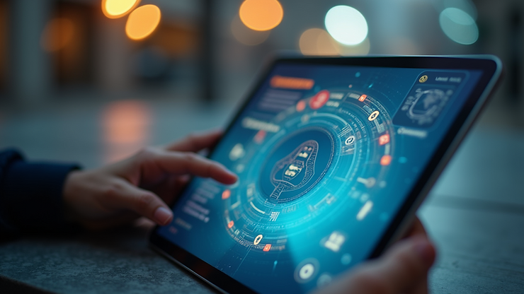 Close-up view of a tablet screen showing an AI-powered learning app