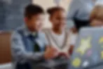 High angle view of a diverse classroom engaged in learning